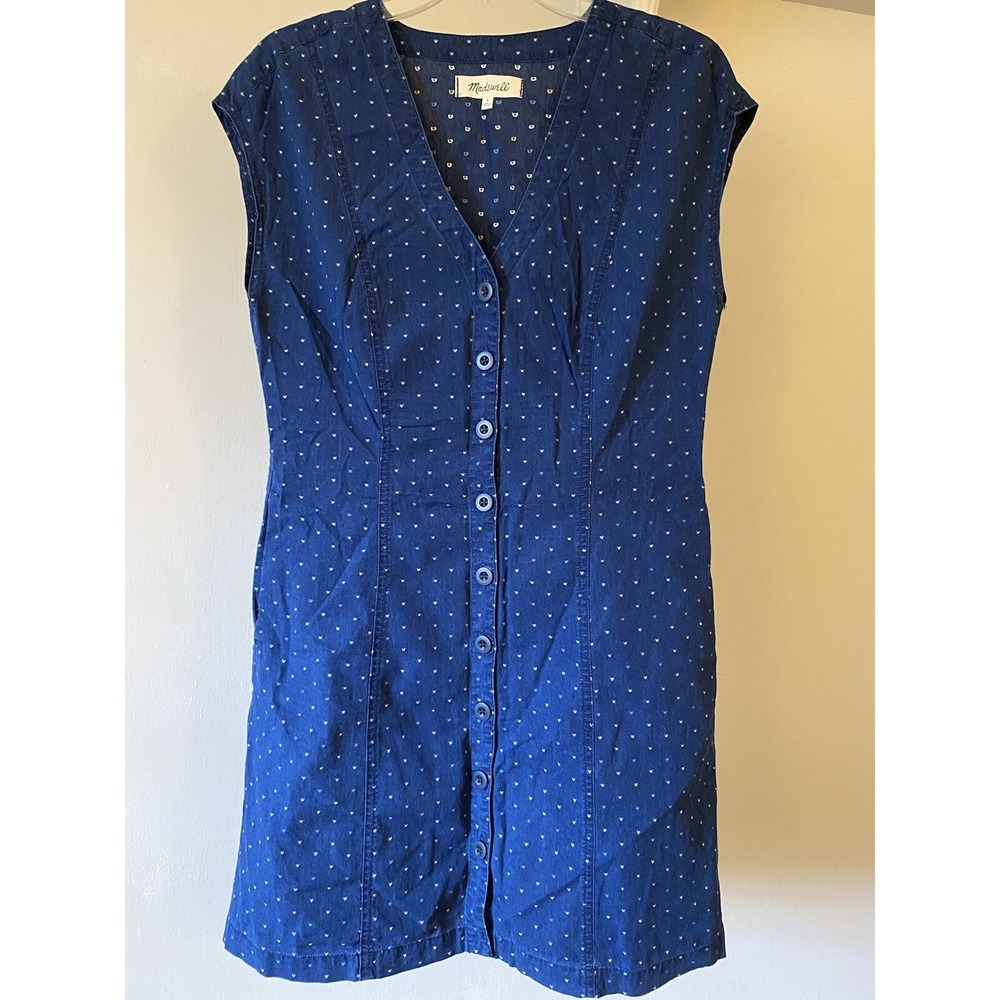 Madewell‎ Navy Button Front V Neck Dress 6